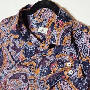 Etro Milano Made in Italy Paisley Print Multicolor Button Down Mens 41 Shirt